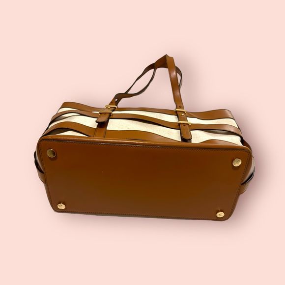 Michael Kors Marie Medium Cage Tote Bag Canvas‎ Leather Stripes - Picture 3 of 10